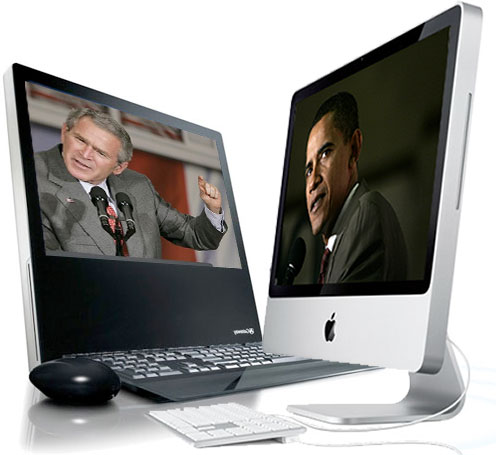 a pc and mac desktop computer
